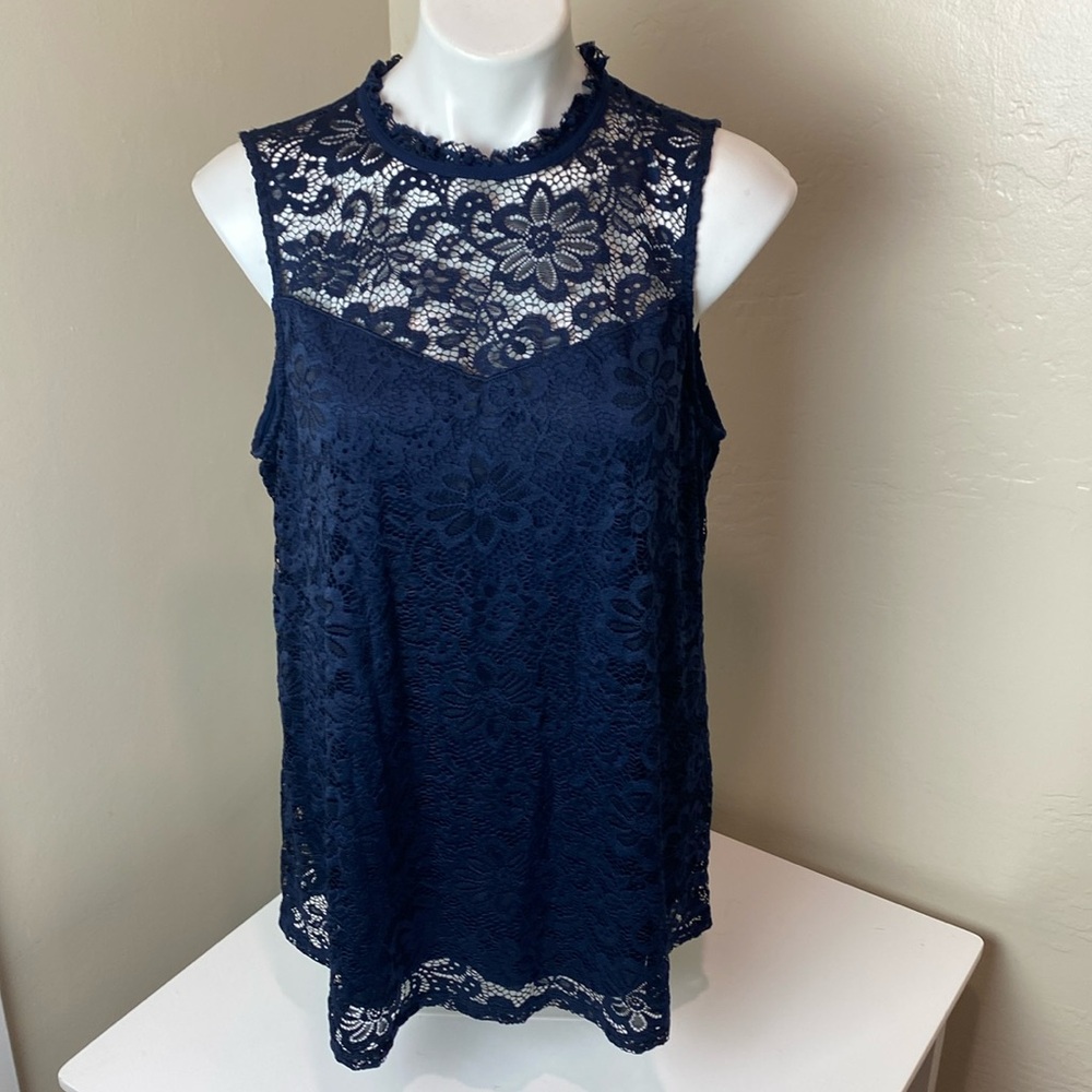AGB Navy Lace Tank Top